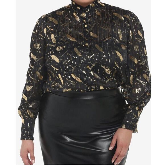 Hot Topic Harry Potter Spell Icons Girls Long-Sleeve Woven Button-Up Plus Size 2 - Picture 8 of 8